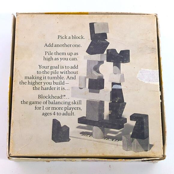 VINTAGE 1975 BLOCKHEAD! Parker Brothers Balancing Game Original Box - Picture 2 of 3